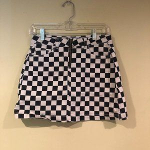 Urban Outfiters Checkered Mini Jean Skirt